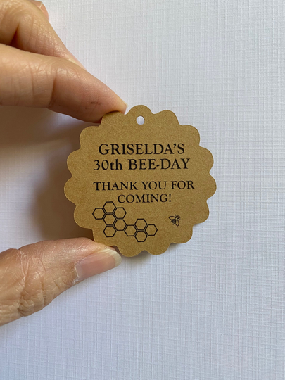 Honey Labels Happy Bee-Day Thank You Gift Tags Custom Design Kraft Brown Or White Set Of 50