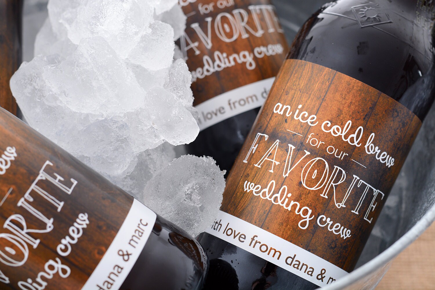 Rustic Wedding Beer Bottle Labels - Custom Personalized Label Waterproof