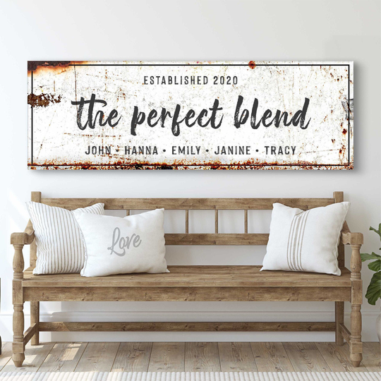The Perfect Blend Sign Living Room Wall Art Décor Personalized Blended Family Signs Established Canvas Home Decor