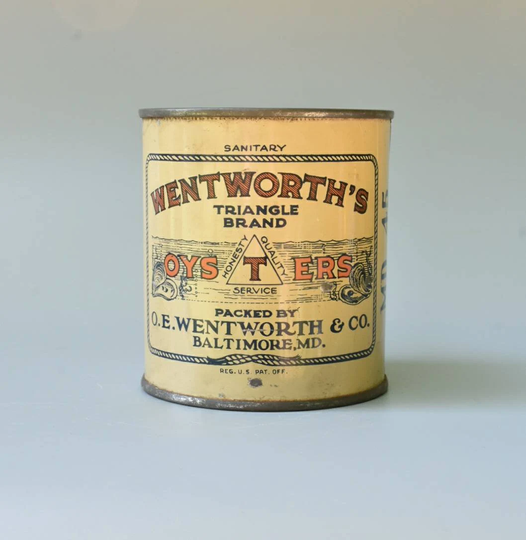 Oyster Tin Wentworth's Triangle Brand Pint Advertising Can From Baltimore Md