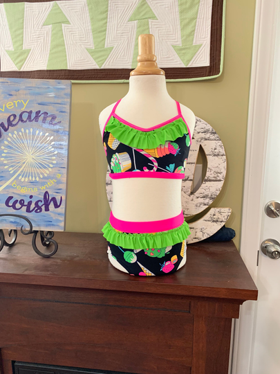 Becca Set With Ruffles, 2 Piece Dance Set, Girls Dancewear, Kids Outfit, Convention, Photo Shoot, Audition
