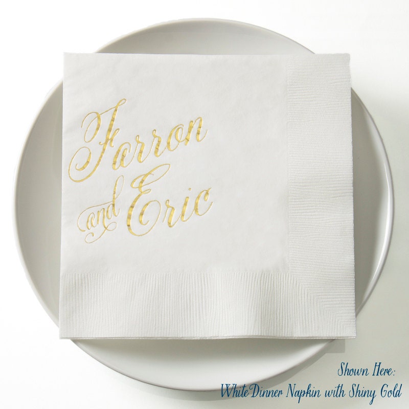 Your Names Dinner Napkins | 8 X 8Inches - Wedding Napkins, Party Decor, Elegant Script