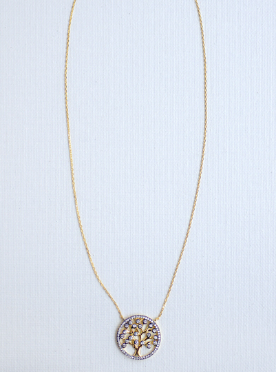 925 Silver Tree Of Life Cz Necklace