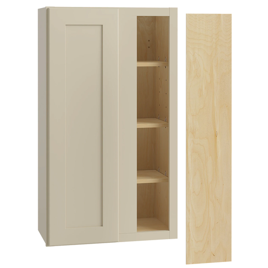 Luxxe Cabinetry Norfolk 24-in W x 36-in H x 12-in D Blended Cream Painted Blind Corner Wall Fully Assembled Semi-custom Cabinet (Shaker Door Style)