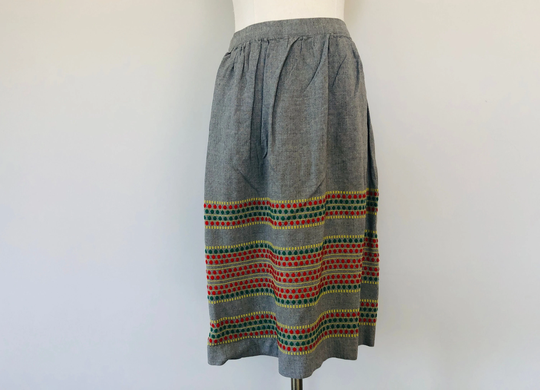 Dirndl Skirt Medium Grey Wool Blend Style Vintage Apparel