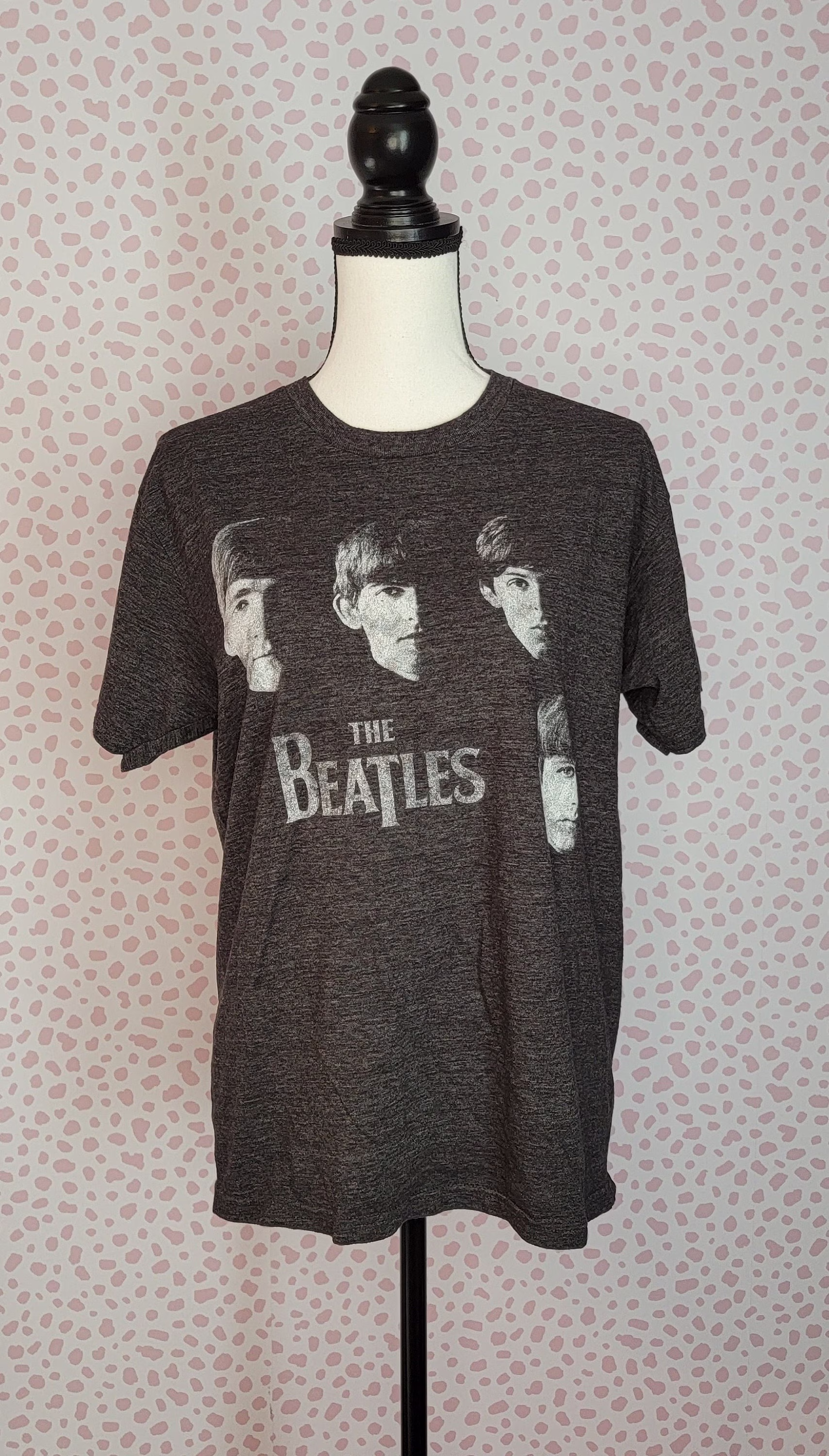The Beatles Faces, Heather Charcoal Tri-Blend Tee, Men's Size Medium