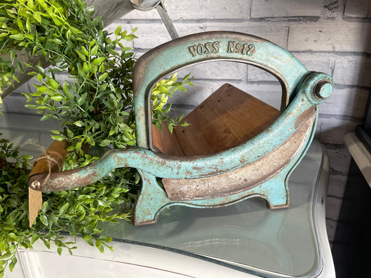 Rustic Blue Voss Bread Cutter, Cabbage Slicer, Cook Book Holder, Farmhouse Kitchen, Cottage Chic, Rustic, Primitive