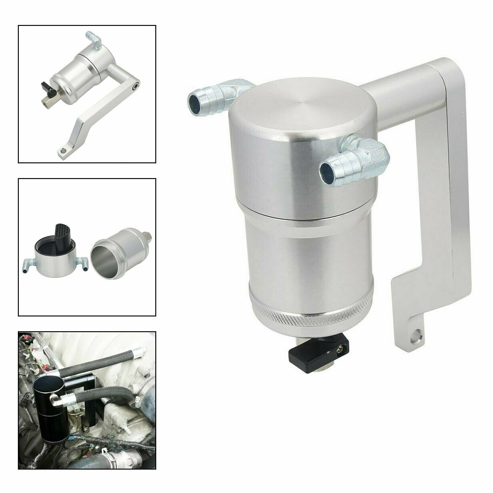 Oil Catch Can Tank Silver For 09-19 Dodge RAM Trucks 1500 2500 5.7L 6.2L 6.4L