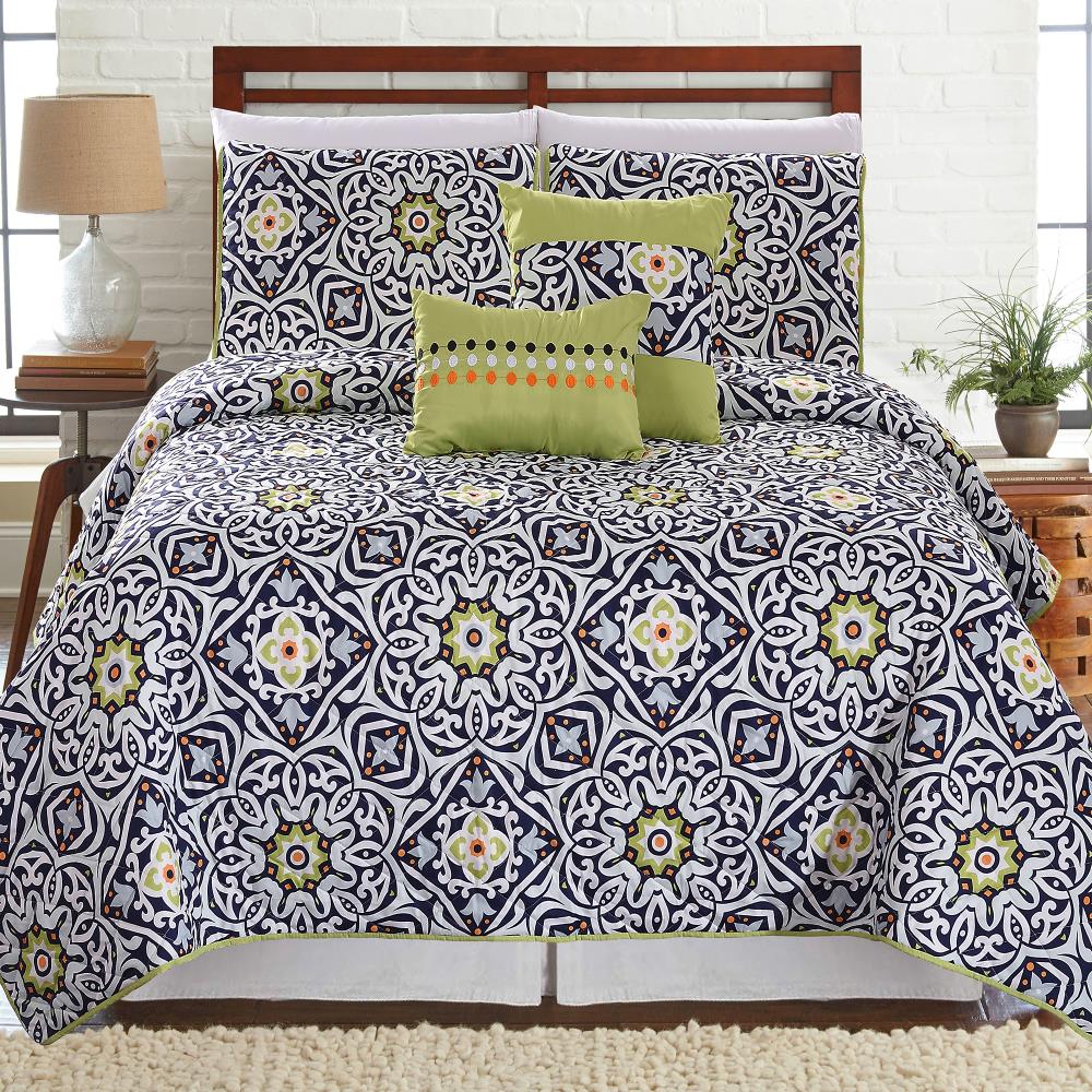 Amrapur Overseas Printed reversible quilt set Multi Multi Reversible King Quilt (Blend with Polyester Fill) | 3QLT5STG-CAZ-KG