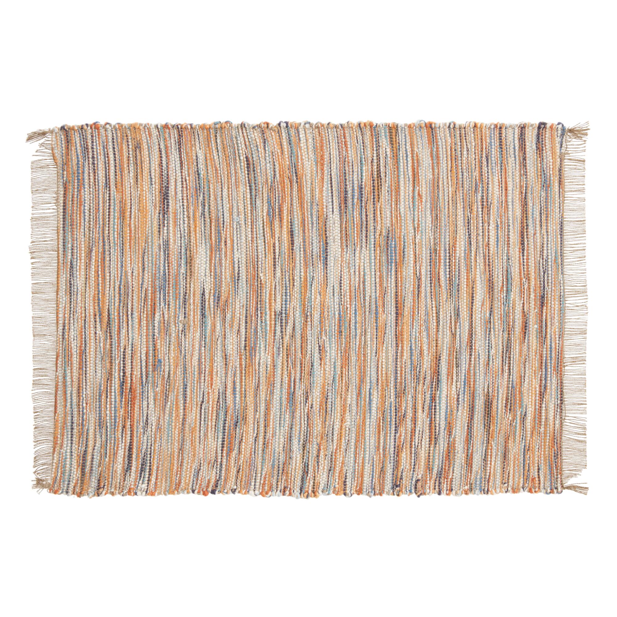 Warm Multicolor Chindi Placemats with Fringe Set of 4 by World Market