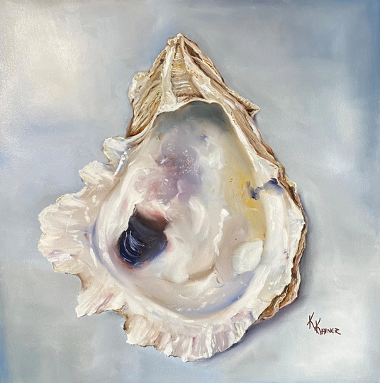Coastal Oyster Shell Seashell Original Oil Painting By Artist Kristine Kainer