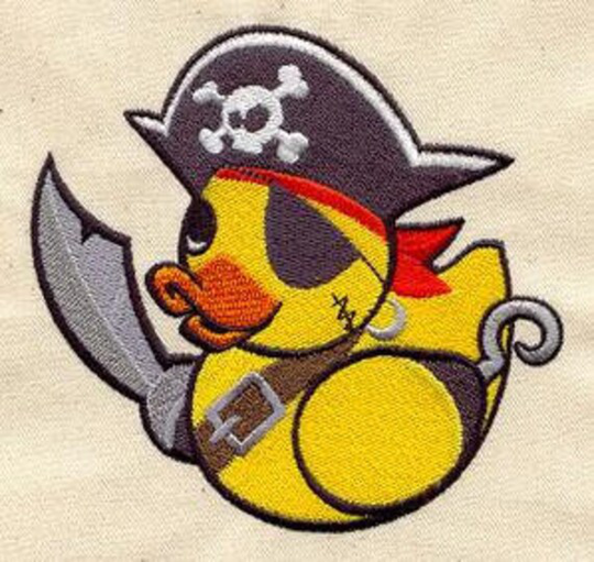 Pirate Rubber Duckie Embroidered Towel Flour Sack Kitchen Hand Tea Dish Bathroom Duck Terry