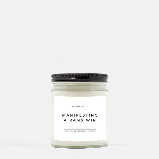 Manifesting A Rams Win Candle | Hand Poured 9 Oz. Sports Gift Candle, Smells Like Scented St. Louis, Nfl Team