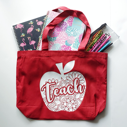 Teach Apple Tote Bag