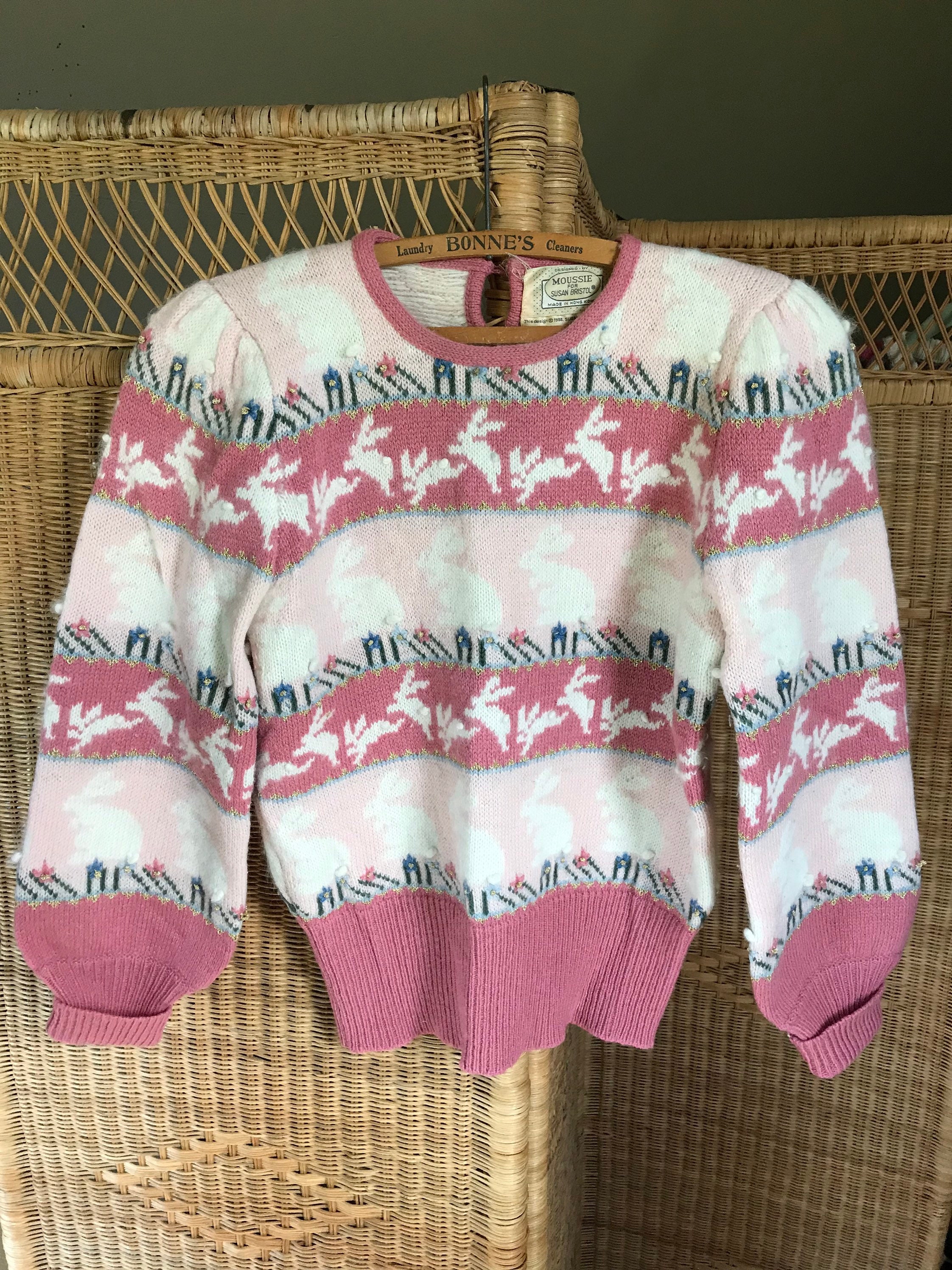 1980's Wool & Angora Blend Bunny Sweater Sz M