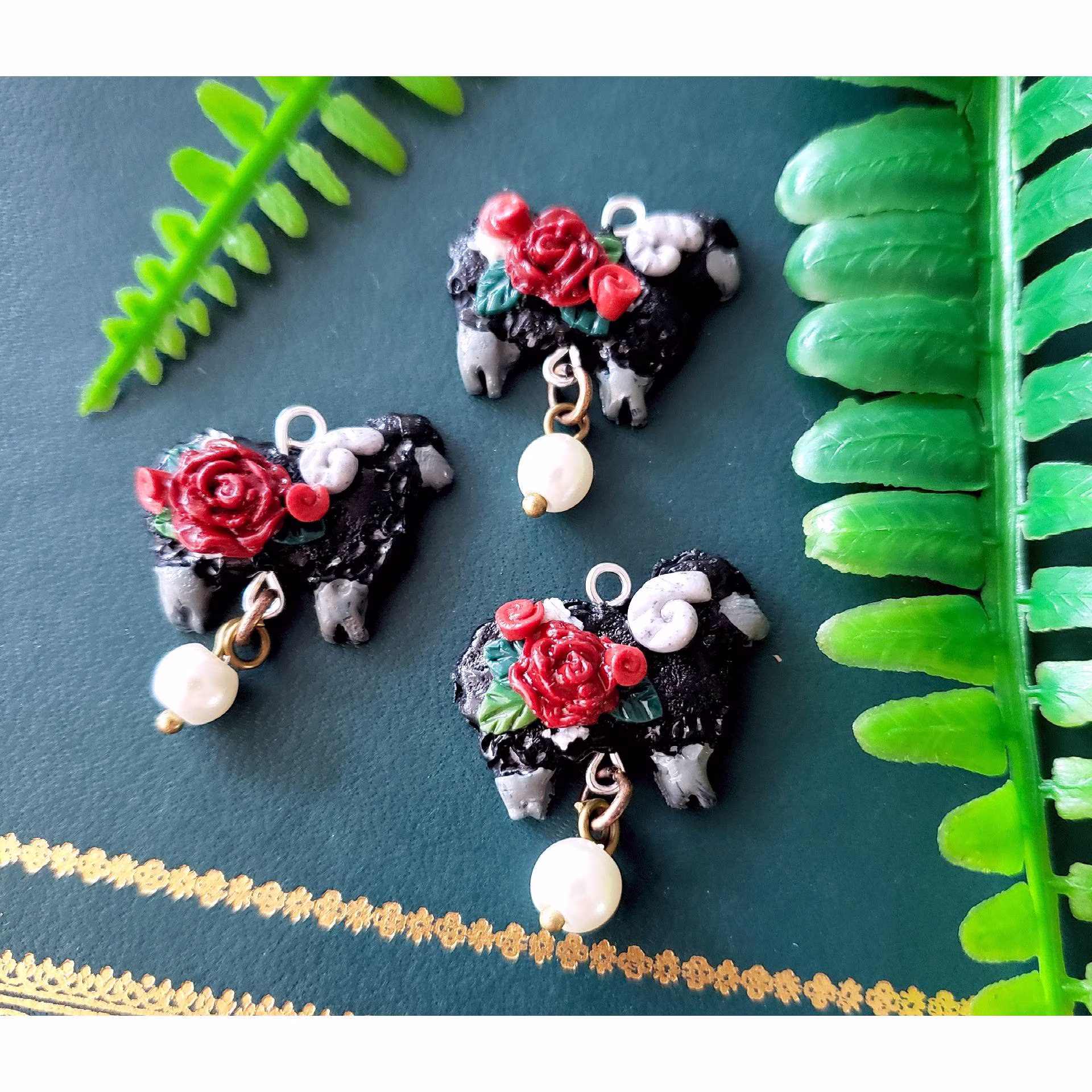 Sale Rose Ram Victorian Gothic Nature Knitting Crochet Progress Keeper; Food Kawaii Charm; Stitch Marker; Polymer Clay Charms