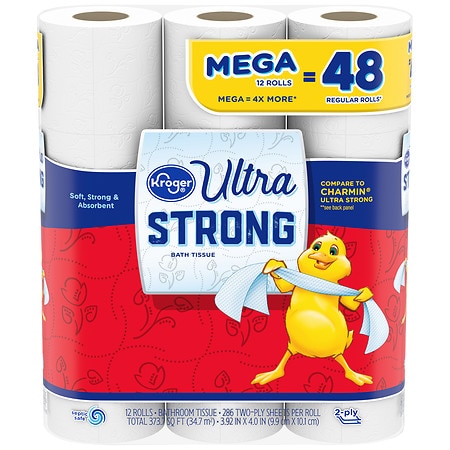 Kroger Ultra Strong Mega Roll Bath Tissue - 286.0 ea x 12 pack