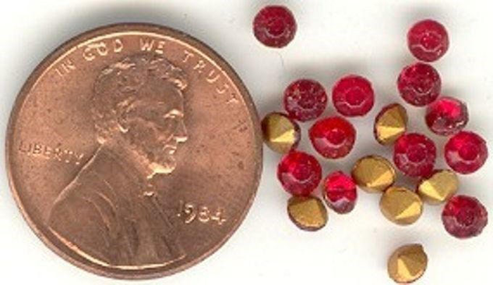1200 Vintage Glass Ruby 3mm. | 12Ss Round Chaton Rhinestone Gems T964
