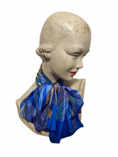 Vintage Guy Laroche Scarf, Blue Silk