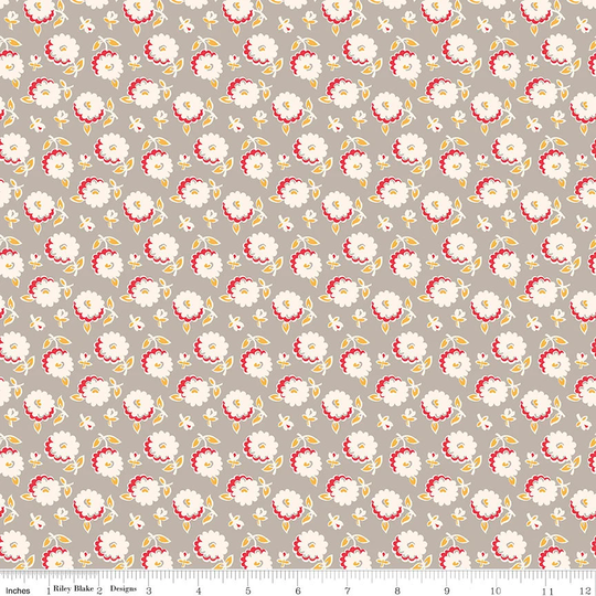 Mums - Cook Book Fabric Collection By Lori Holt For Riley Blake Designs C11768 Pewter 1/2 Yard