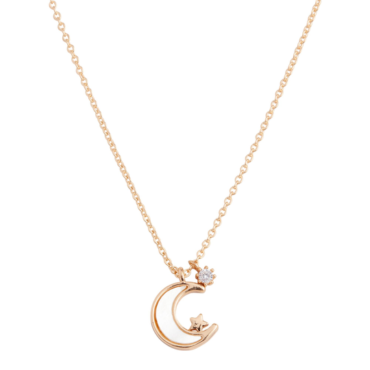 Gold Mother Of Pearl Moon Pendant Necklace by World Market