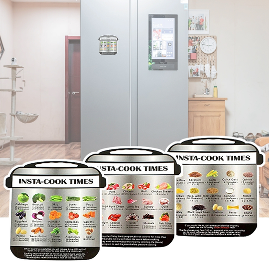 3Pcs/Set Universal Clear Pattern Cooking Times Chart Waterproof Self Adhesive PVC Cooking Times Sheet for Home