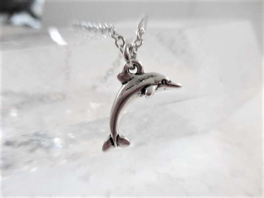Dainty Silver Necklace With Dolphin Charm, Dolphin Necklace, Ocean Lovers Gift, Gift For Girls
