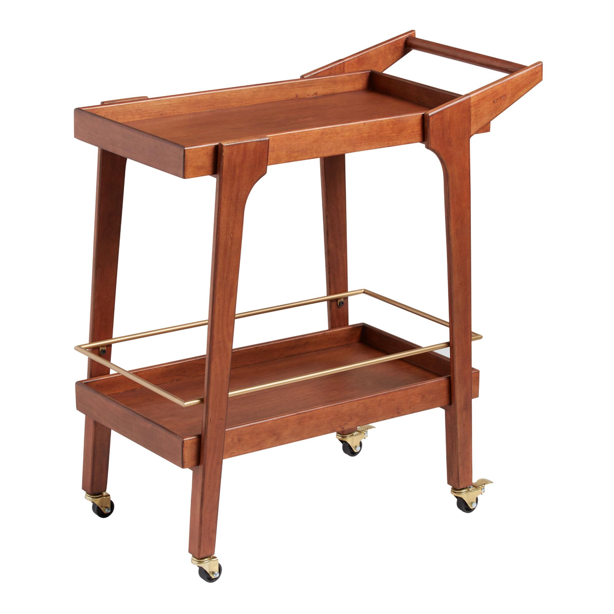 Acacia Wood Mid Century 2 Tier Bar Cart by World Market