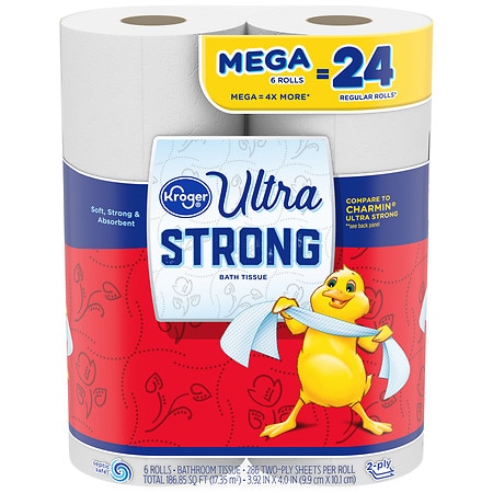 Kroger Ultra Strong Mega Roll Bath Tissue - 286.0 ea x 6 pack