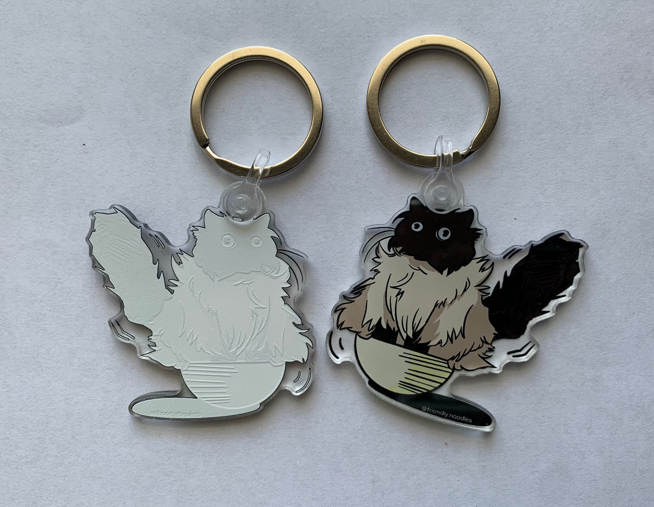 Noodle in A Bowl Keychain, Friendly Noodles, Cat Artwork, Ramen Noodle Bowl, Cat, Fluffy Existential Crisis
