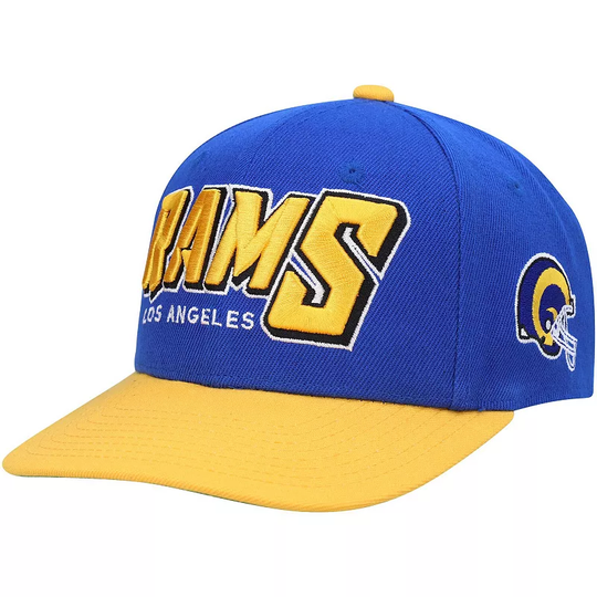 Youth Mitchell & Ness Royal/Gold Los Angeles Rams Shredder Adjustable Hat, Blue
