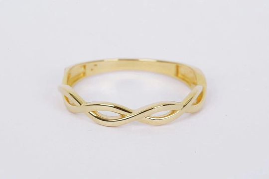 Solid 14K Gold Twist Band Ring/stackable Double Yellow White Rose // Valentines Day