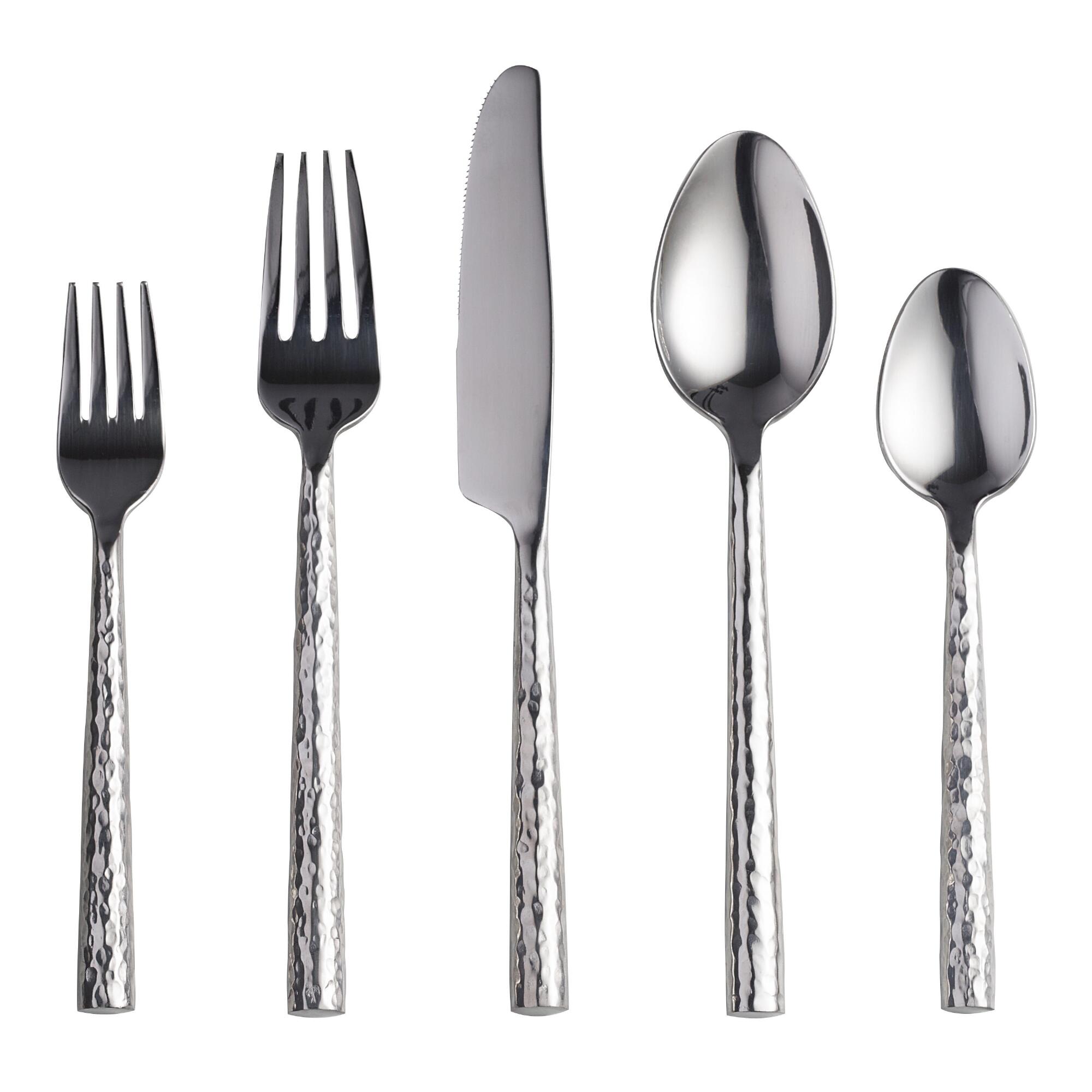 Hammered Stainless Steel Flatware Collection by World Market