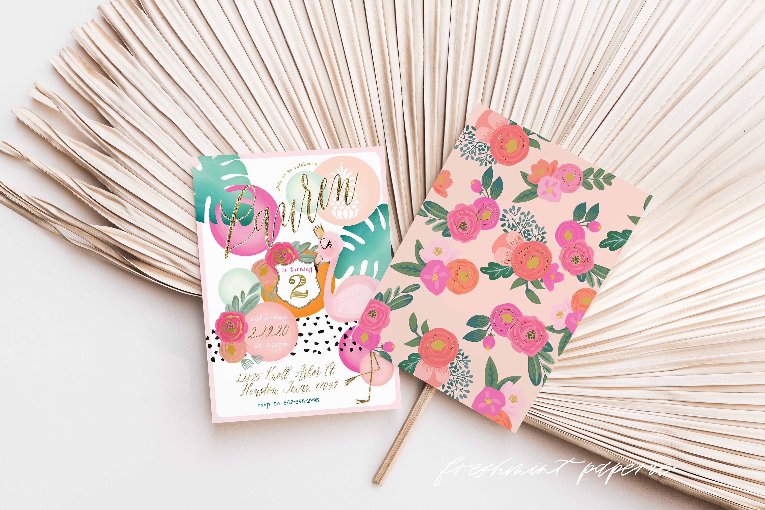 Flamingo Invitation Tropical Soiree Aloha Hawaiian Birthday Flamingo