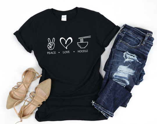 Noodle T Shirt, Shirts, Lover Shirt, Tee, Cute Peace Love