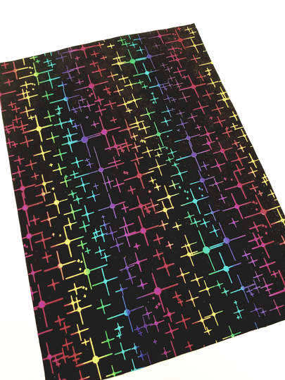 Closeout Galaxy Black Material, Faux Suede Sheet, 8x11, Rainbow Metallic Print Fabric, Felt Fabric