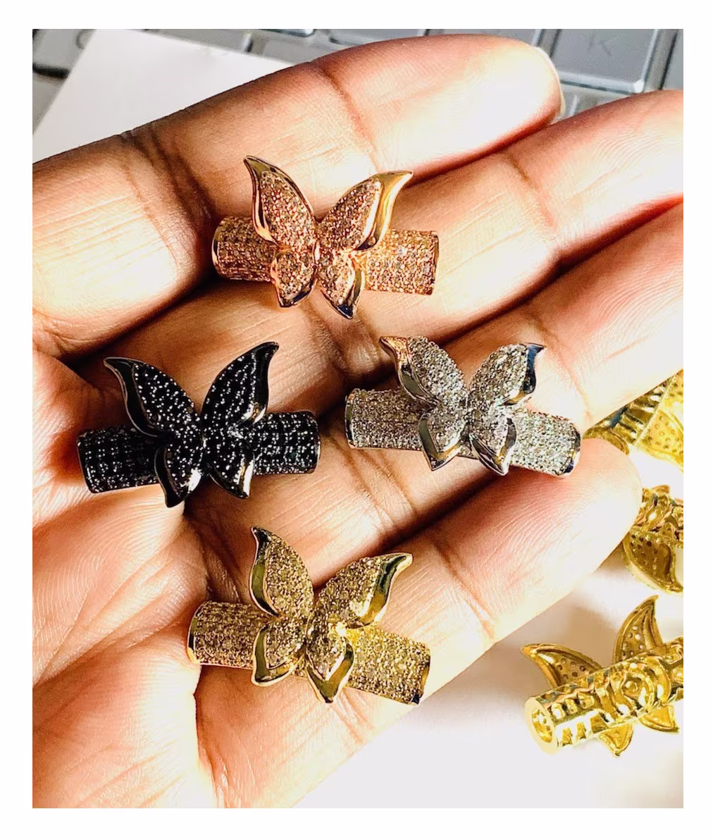 Cz Butterfly Pave Tube Bar, Tube, Butterfly Bead, Micro Pave, Spacer, Charms For Jewelry Making, Pendants, Animals, 27x17.5mm
