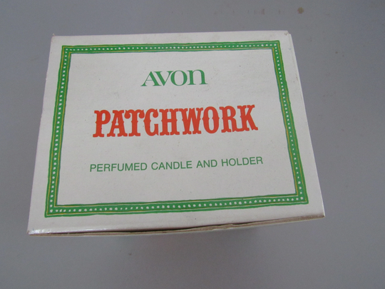 Vintage Avon Patchwork Perfumed Candle & Holder New Old Stock Free Shipping