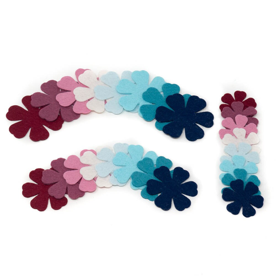 24 Chloe Wool Blend Felt Die Cut Applique Flowers - Ombre Colors