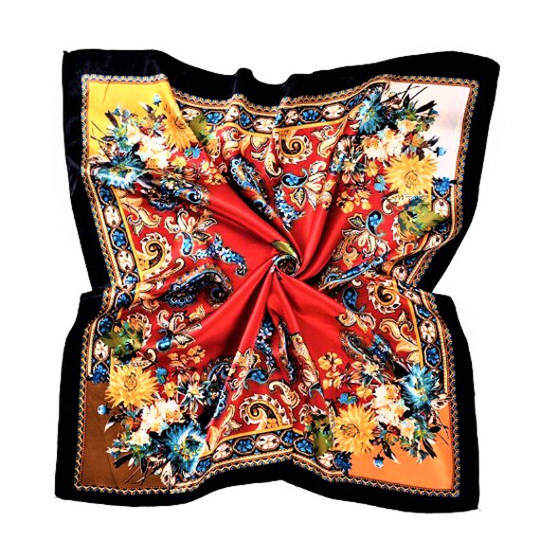 Orient - Flame Square Scarves Silk Blend Head Neck Scarf Neckerchief Bandanas Headbands