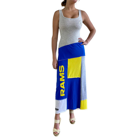 Women's Refried Apparel Heathered Gray Los Angeles Rams Tri-Blend Sleeveless Maxi Dress, Size: Large, Grey