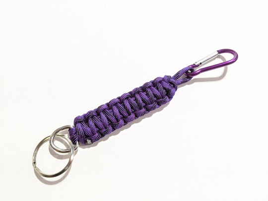 Purple & Black Knotted Paracord Keychain With Carabiner Clip