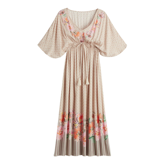 Ivory Multicolor La Fleur Mira Kaftan Dress: White - Small by World Market