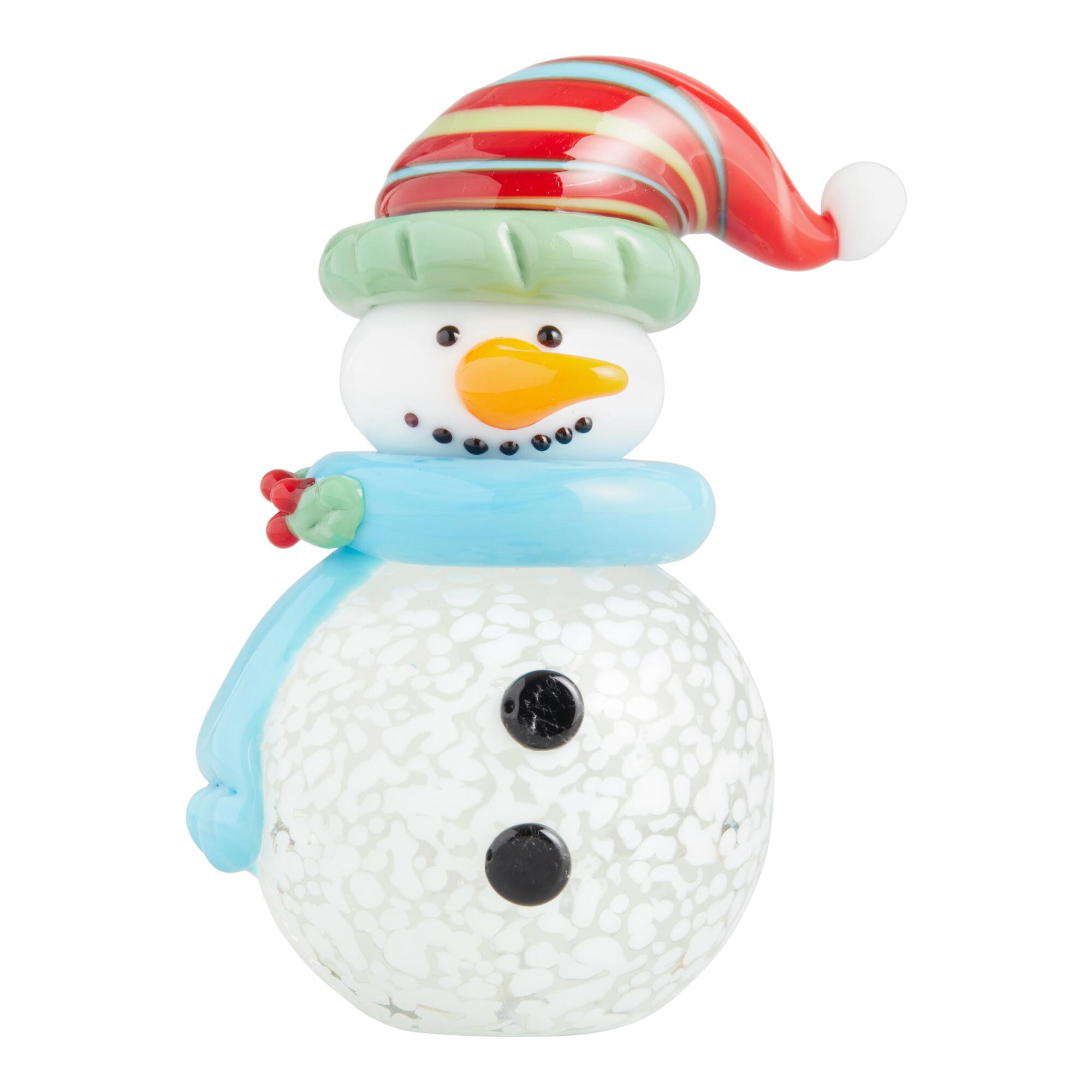 Pier Place Glass Snowman Figurine: Multi by World Market