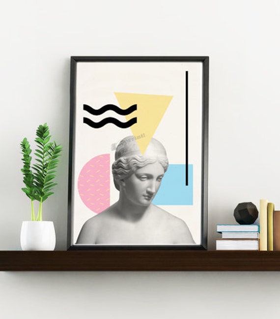 Wall Art Print Spring Decor Greek Female Neck Statue. Classical Art, Modern Print Geometrical Revised Classical Prints Ska228Wa4
