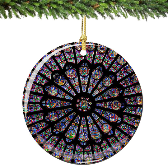 Rose Window Christmas Ornament From Notre Dame in Paris, France Porcelain