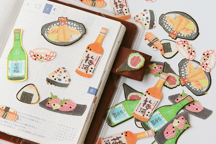Japan Grocery Stickers Pack | Ramen Little Sticker Shiba Stamp Sweets Lucky Cat Planner Laptop