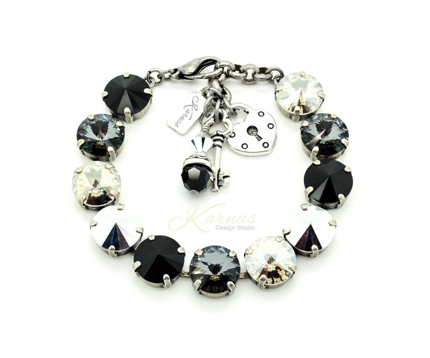 Smoke & Mirrors 12mm Charm Bracelet K.d.s. Premium Crystal Pick Your Finish Karnas Design Studio Free Shipping