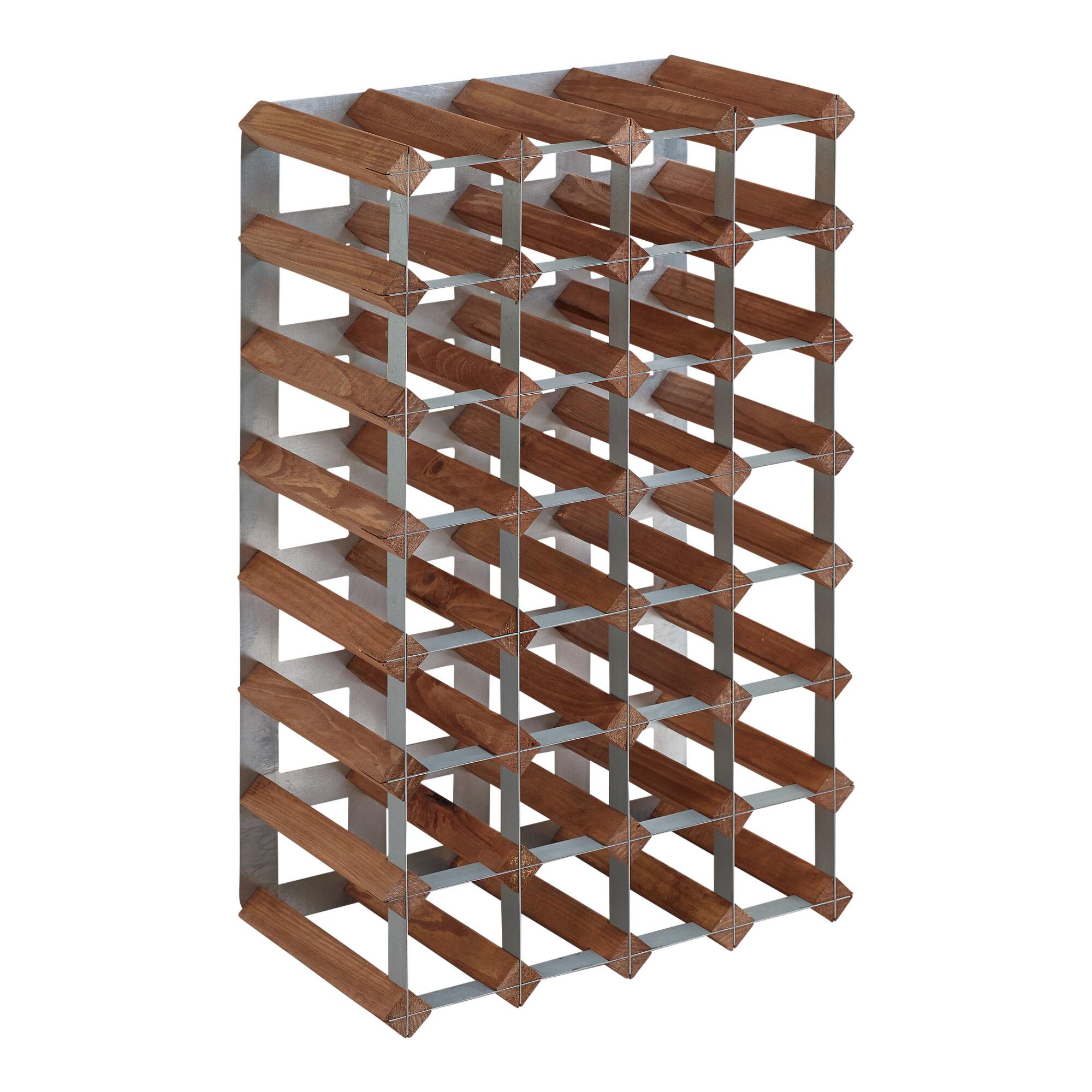 Wood and Metal 28 Bottle Industrial Wine Rack by World Market