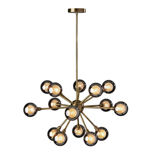 Antique Brass and Glass 15 Light LED Starling Chandelier: Black by World Market